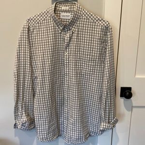 Lucky Brand Gray and white plaid cotton Button down